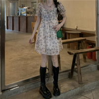 KUMI連衣裙女法式復古碎花小個子短裙夏季新款收腰氣質裙子潮