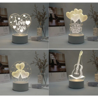 AWGallery - Lampu Tidur LED 3D Acrylic Transparant Hadiah Lampu Meja Acrylic LED kado ulang tahun
