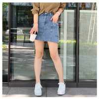 【SISTERS】顯瘦修身的側口袋牛仔裙 褲裙/S-3L(工裝/短裙/顯瘦/裙子/加大/丹寧/褲裙)
