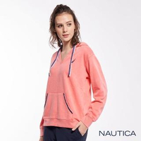 【NAUTICA】女裝V型領口連帽長袖T恤(粉橘)