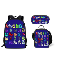 Harajuku Popular New Funny Alphabet Lore 3D Print 3pcs/Set Student School Bags Laptop Daypack Backpack Lunch bag Pencil Case