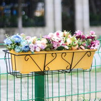 Balcony Iron Flower Rack Wall Hanging Planter Stand Balcony Flower Pot Rectangular Iron Hanging Rack