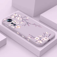 Plum Blossom Phone Case For Xiaomi Mi 14 13 12 13T 12T 12S 11 11T Ultra 10 10T 9 9T 9SE 8 Pro Lite 5G Liquid Silicone Cover