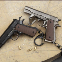 1/3 1911 Pistol Shape Keychain Shell Eject Gun Model Key Chain Bag Fidget Gadgets Pendant Ornament for Gift for Men Friends