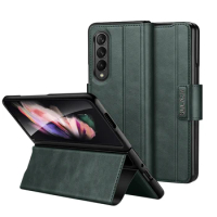 for samsung z fold 5 Non-Fingerprint Luxury Leather Wallet Case for Samsung Galaxy Z Fold 5 Fold5 Kickstand Cover