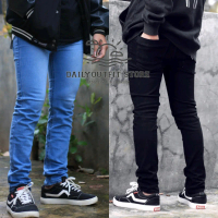 Celana panjang pensil pria jeans pria bahan streach melar pensil slimfit cowok skinny Denim Dewasa S