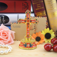 基督耶穌教禮品工藝裝飾品擺設 桌面車內金屬十字架擺件 3色可選