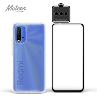 【Meteor】MI 紅米9T 手機保護超值3件組(透明空壓殼+鋼化膜+鏡頭貼)