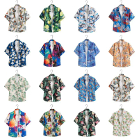 Casual retro 80s Hong Kong style floral shirt, unisex, cool and stylish, loose-fitting floral beach 