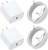 ที่ชาร์จสำหรับ iPhone 16 15ที่ชาร์จแบบเร็ว2แพ็ค USB C Fast Wall Charger Block พร้อม6FT USB C ถึง C ส