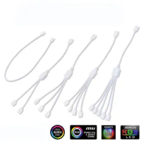 White 3pin/4Pin RGB ARGB SYNC 1 to 1/2/3/4/5 Fan LED Stripe Extension Cable Motherboard Light Control For M/B ASUS GIGABYTE