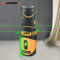 MUFASHA Cylindrical Laser Level 5 Lines 2 Lines Magnetic Built-in Lithium Battery Applicable Laser Receiver