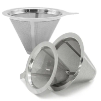 Reusable Coffee Filter Holder Stainless Steel Coffee Tea Dripper Funnel Cone Pour Over Strainer Coffee Accessories Espresso Tool