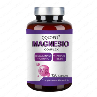 Magnesium Complex Supplement with Glycinate & Citrate + B Vitamins B5, B6 - 120 Capsules | High Abso