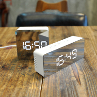 正方形-多功能鏡面時鐘 LED數字鬧鐘 化妝鏡