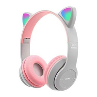 MJ P47M Wireless Headphone Cute Cat Ear Bluetooth Headset LED Children Stereo Folding Sports Microph