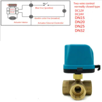 DC12V DC24V Electric Ball Valve Brass Motorized Ball Valve Switch typeTwo lines normally close electric three-way valves
