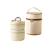 Portable Insulated Lunch Container Set Stackable Bento Lunch Box Stainless Steel Lunch Container with Lunch Bag 2 Pcs