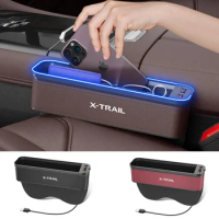 Car Interior LED 7-Color Atmosphere Light Sewn Chair Storage Box For Nissan X-Trail Auto Universal USB Storage Box Accessories