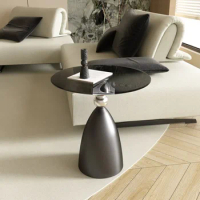 Unique Coffee Table Living Room Home Ornament Modern Coffee Table Bedroom Platform Wood Nordic Round Glass Top Mueble Home Decor