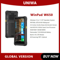 UNIWA WinPad W650 Rugged Tablet 6.5 Inches 8GB+128GB 4G IOT Hanheld Windows 10 PDA MIL-STD-810H Waterproof Tablet PC