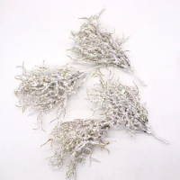 6pcs Christmas Artificial White Pine Grass Flower for Wedding Christmas Decoration DIY Craft Wreath Gift Scrapbooking Fake Plant