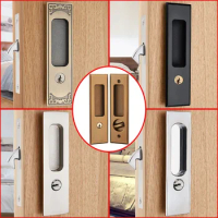 5 Styles Sliding Door Lock Interior Bathroom and Lavatory Hook Invisible Move Lockset with Keys