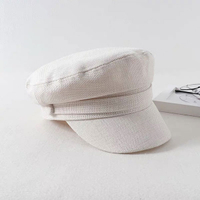 棉麻 海軍帽 帽子 造型帽 平頂 小臉 網紅 明星 百搭 韓國 ANNA S.