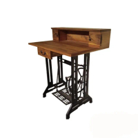 【吉迪市柚木家具】工業風造型雙門單抽裁縫機桌 LT-056A(實木創意 歐風皇室 低調奢華 大氣 個性 復古)