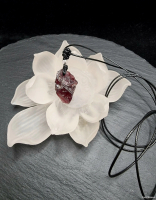 Kalung Liontin Batu Red Garnet Rough Stone Super Full Natural 20mm C1891