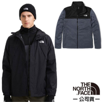 【The North Face】男 3效能 防水透氣防風耐磨連帽二件式外套.夾克_7W7T-NY7 黑