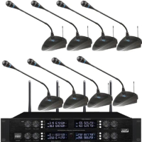 MiCWL High-end Wireless 8 Desktop Gooseneck Conference Microphone System from Large Small Meeting Room 400 Frequency Regulation