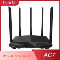 Tenda AC7 Dual Band Wireless AC1200 Router Wifi Range Repeater with 5*6dBi High Gain Antennas Wider 