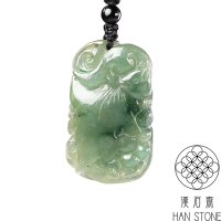 【漢石齋】天然翡翠A貨 瑞獸福瓜玉佩吊墜 冰糯種飄花(28*47*7mm)