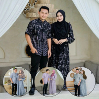 Temanstory - Couple Pasangan Family Koko Ayah Dan Gamis Ibu Baju Sarimbit Kondangan Setelan Lebaran 