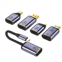 8K 60Hz HDMI-Compatible2.1 Adapters USB C/DP/Mini DP To HDMI-Compatible Male-Female Converter for PC Computer HDTV Monitor