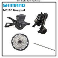 SHIMANO DEORE 12s Groupset M6100 SL+RD+CN Sunshine 11-46T 11-50T Cassette 12 Speed Groupset For MTB Mountain Bike With/No Window
