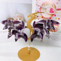 Natural Dream Amethyst Bat Dragon Wings Crystal Carving Healing Beautiful Birthday Gift Fashion Christmas Home Decoration 1pcs