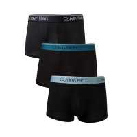 【Calvin Klein】CK超細纖維涼感速乾低腰短版男四角內褲三件組(黑x藍灰x藍綠)