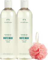 【THE BODY SHOP】經典麝香沐浴潤膚組（白麝香沐浴膠400ML*2+沐浴球(小) 