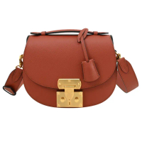【MOYNAT】Flori PM 低調簡約小牛皮附鎖組手提包馬鞍包兩用(紅棕)