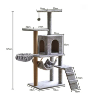 High Quality Dark Grey Cat Scratching Post Tree Wood Sustainable Solid Wood Cat Climbing Wall Diy Cat Tree