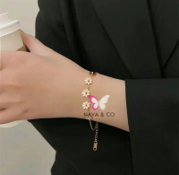 NAVA - Gelang Bunga Daisy Putih Manis ( Full Titanium ) Anti Karat Perhiasan Wanita
