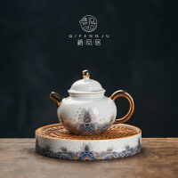 棲鳳居琺瑯彩浮雕茶壺泡茶器景德鎮陶瓷中式復古家用功夫茶具單壺