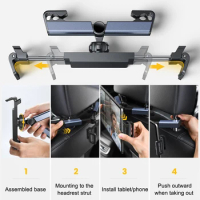 SEMAETAL Car Seat Back Phone Holder Rear Row Tablet Mount for iPad Telescopic Phone Support Bracket Universal for 4-12.9 Inch