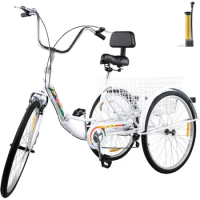 Tricycle Adult 24’’ 7-Speed 3 Wheel Bikes for Three Bike Trike Folding Foldable Adu
