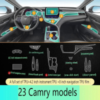สำหรับ Toyota Camry 2023 8นิ้วหน้าจอ TPU โปร่งใสป้องกันฟิล์มภายในรถสติกเกอร์ Gear Navigator แผงประตูรถ Accessories