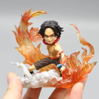 10cm One Piece Scene Small Sabo Small Fire Fist Ace Battle Q Version Handmade Anime Figure Model Toy Collection Christmas Gifts