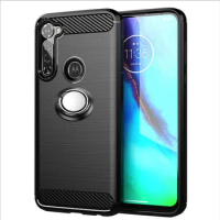 Luxury Brushed Carbon Fiber Phone Case For Motorola Moto G Stylus 2020 XT2043 XT2043-4 6.4" Magnetic Ring Holder Cover Case