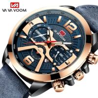 Pilot Calendar Quartz Men Wristwatch Chronograph Fashion Casual Watch Brand Aircraft Sports Military Army Brown Leather Watches